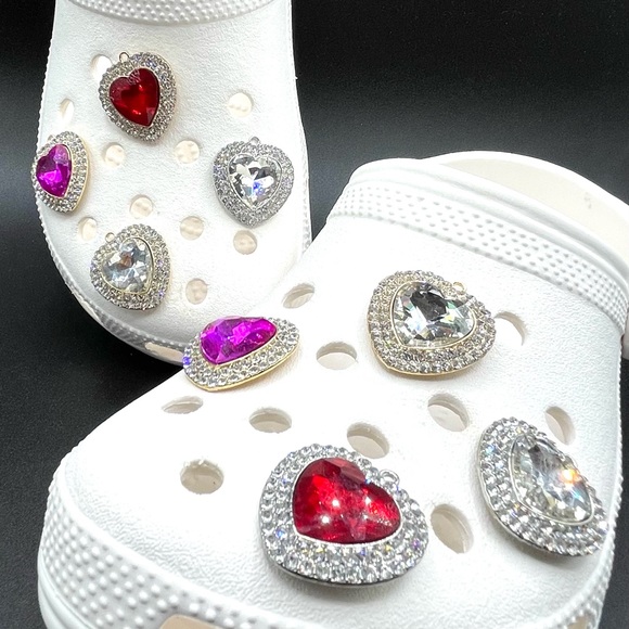 Crocs Bling Rhinestone 8pc Love Heart Charms - Picture 2 of 9